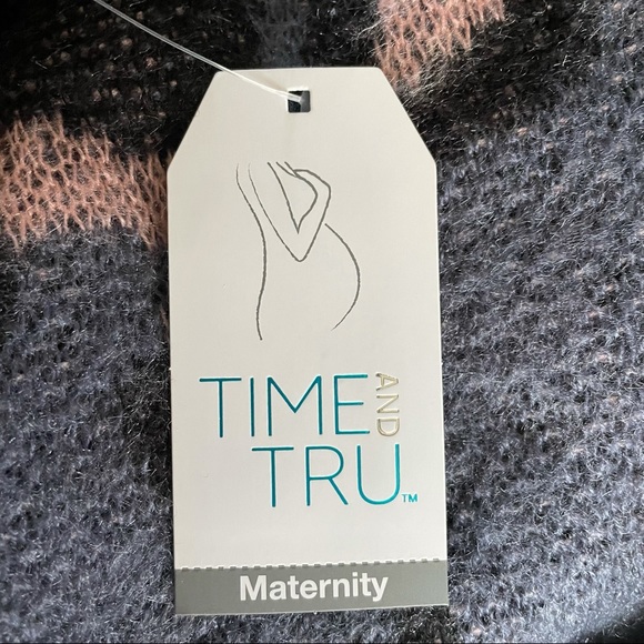 Maternity Pullover Sweater Blue and Pink Animal Cheetah Print by TIME & Tru - Picture 7 of 7